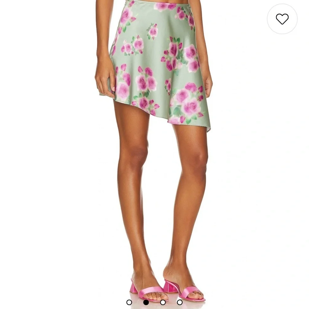 WEWOREWHAT - REVOLVE  Asymmetrical Slip Mini Skirt in Blurred Roses Sage Multi